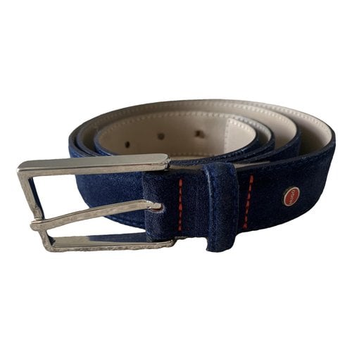 Pre-owned Hugo Boss Leather Belt In Blue