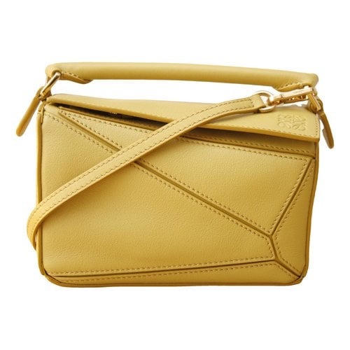 Pre-owned Loewe Puzzle Leather Crossbody Bag In Yellow