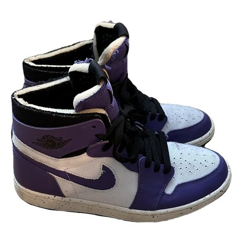 Pre-owned Jordan Leather High Trainers In Purple