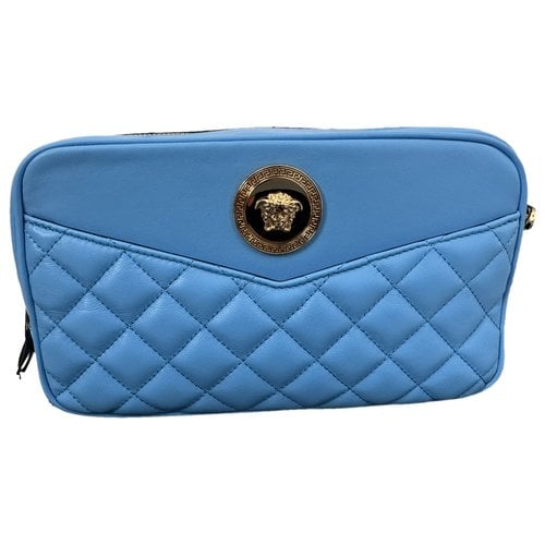 Pre-owned Versace Leather Crossbody Bag In Blue