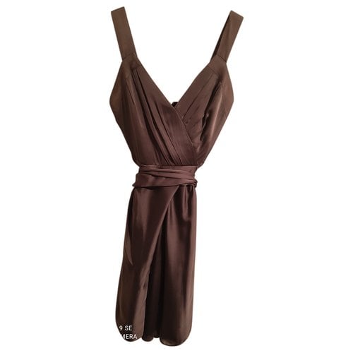 Pre-owned Carolina Herrera Silk Mid-length Dress In Brown