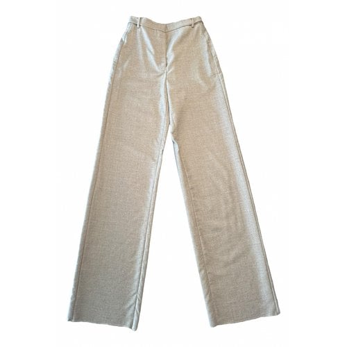 Pre-owned Max Mara Wool Large Pants In Beige