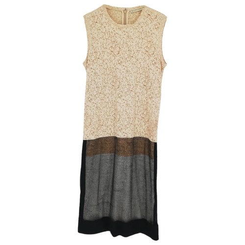 Pre-owned Balenciaga Silk Mid-length Dress In Beige