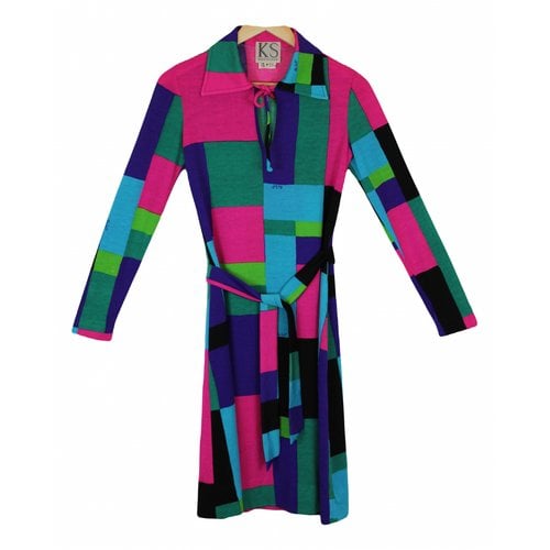 Pre-owned Ken Scott Wool Mid-length Dress In Multicolour