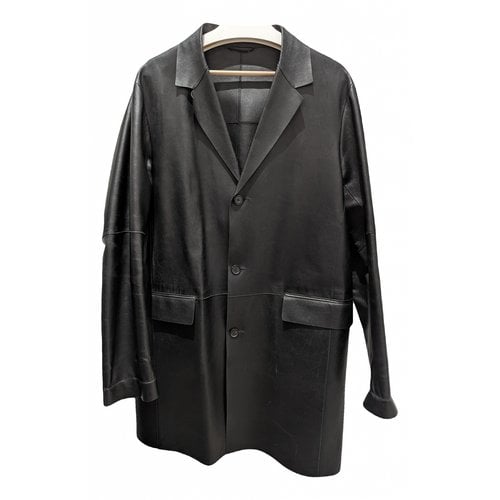 Pre-owned Jil Sander Leather Coat In Black