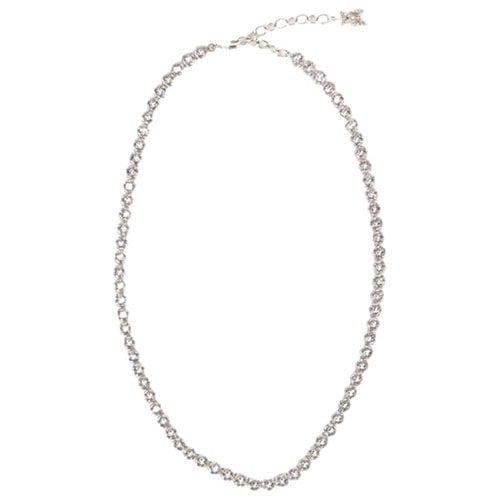 Pre-owned Amina Muaddi Crystal Necklace In Silver