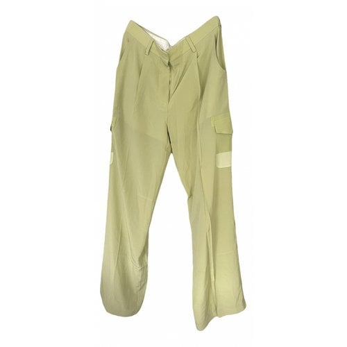 Pre-owned Burberry Silk Trousers In Green