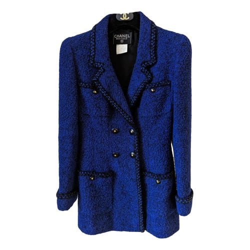 Pre-owned Chanel Tweed Blazer In Blue