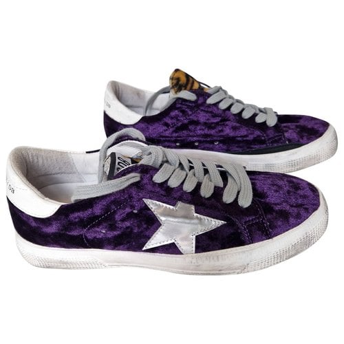 Pre-owned Golden Goose May Velvet Trainers In Purple