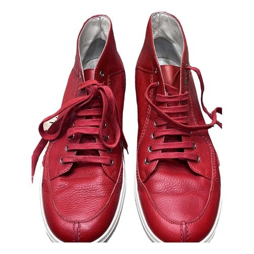 Pre-owned Dior Leather High Trainers In Red