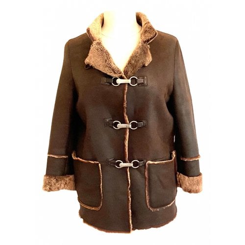Pre-owned Rizal Leather Coat In Brown