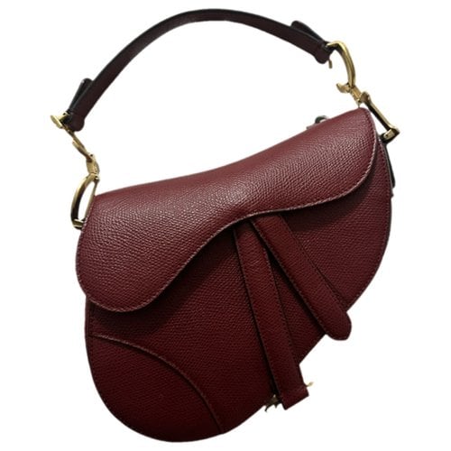 Pre-owned Dior Saddle Leather Handbag In Red