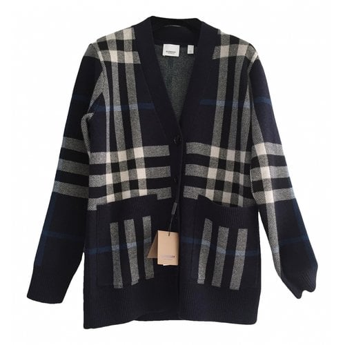 Pre-owned Burberry Cashmere Cardi Coat In Blue