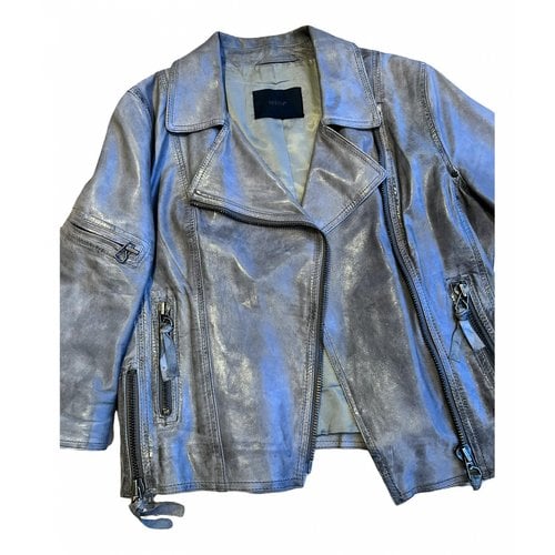Pre-owned Gestuz Leather Jacket In Grey