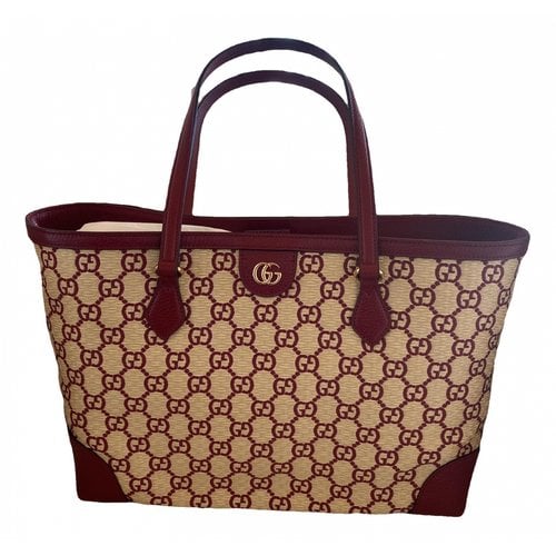 Pre-owned Gucci Ophidia Leather Tote In Red