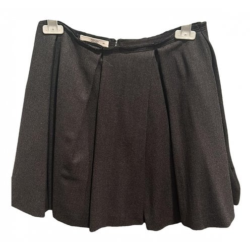 Pre-owned Prada Wool Mini Skirt In Grey