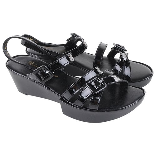 Pre-owned Robert Clergerie Patent Leather Sandal In Black