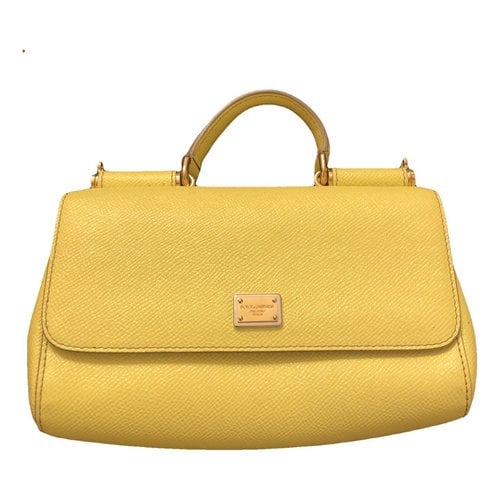 Pre-owned Dolce & Gabbana Sicily Leather Crossbody Bag In Yellow