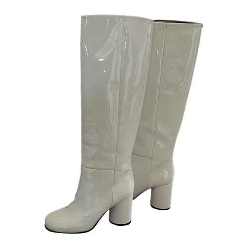 Pre-owned Maison Margiela Patent Leather Boots In White