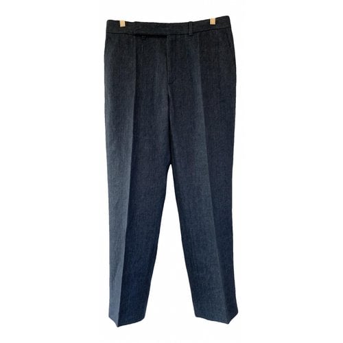 Pre-owned Chloé Linen Trousers In Navy