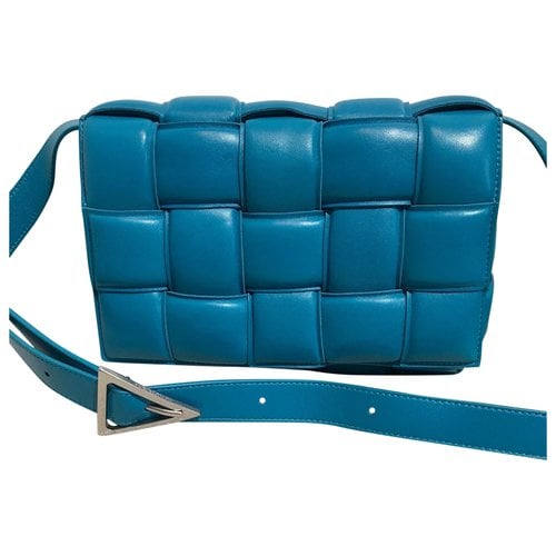 Pre-owned Bottega Veneta Cassette Padded Leather Crossbody Bag In Blue