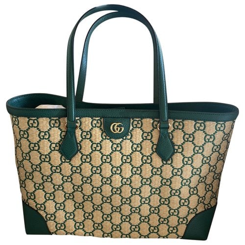 Pre-owned Gucci Ophidia Leather Tote In Green