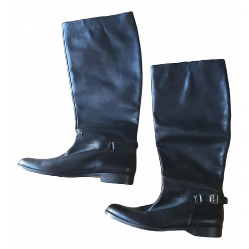 Pre-owned Atelier Mercadal Leather Biker Boots In Black