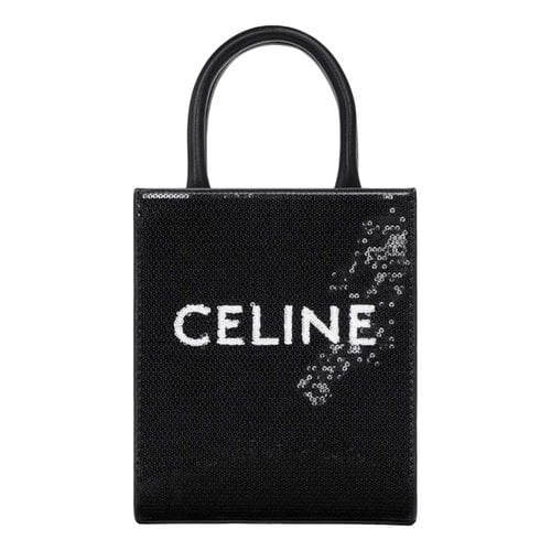 Pre-owned Celine Cabas Vertical Glitter Handbag In Black