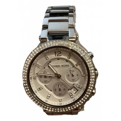 Pre-owned Michael Kors White Gold Watch In Silver