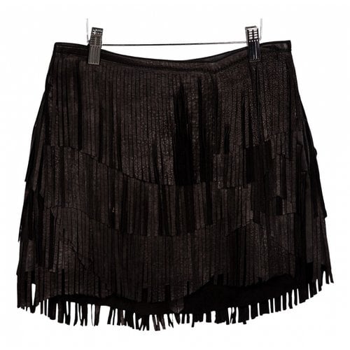 Pre-owned Isabel Marant Leather Mini Skirt In Black