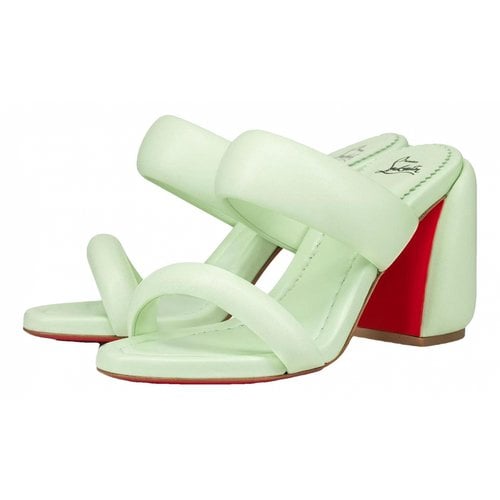 Pre-owned Christian Louboutin Leather Sandal In Green