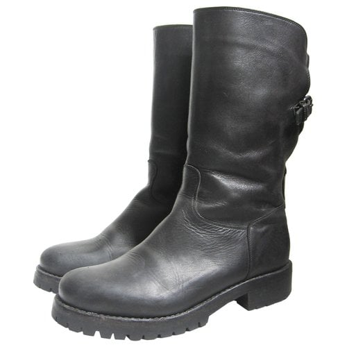 Pre-owned Sartore Leather Boots In Black