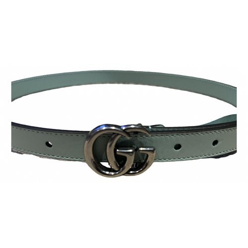Pre-owned Gucci Gg Buckle Leather Belt In Green