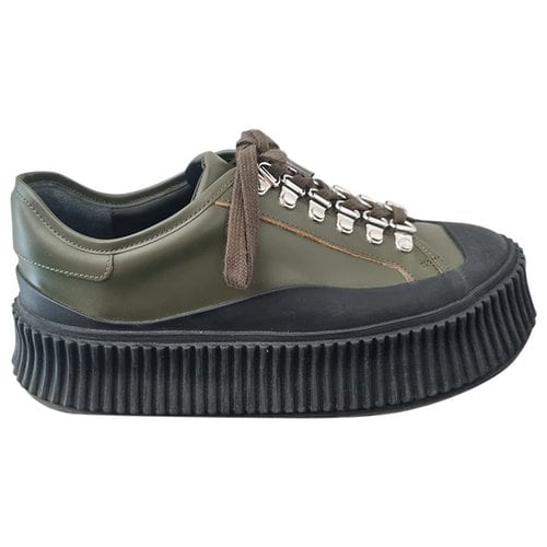 Pre-owned Jil Sander Leather Trainers In Green