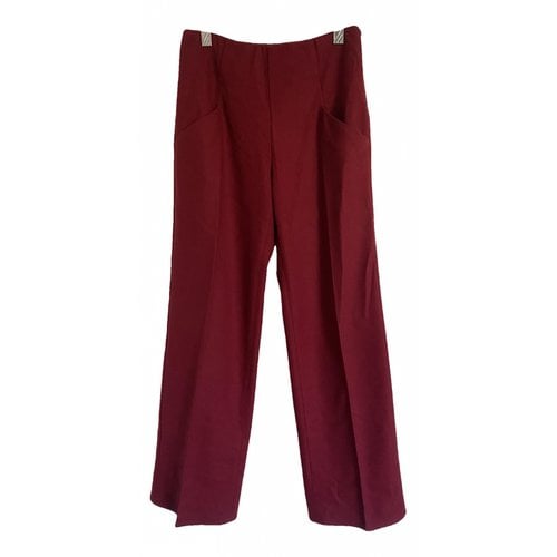 Pre-owned Stefanel Cashmere Straight Pants In Burgundy