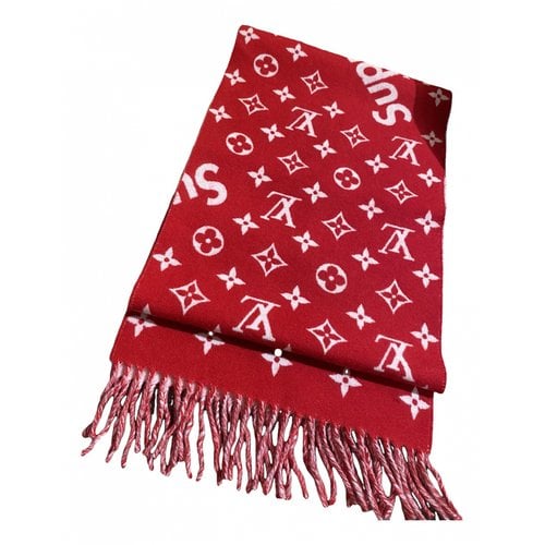 Pre-owned Louis Vuitton X Supreme Wool Scarf In Red