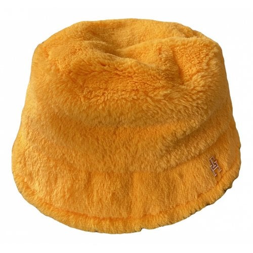 Pre-owned Tommy Hilfiger Faux Fur Hat In Yellow