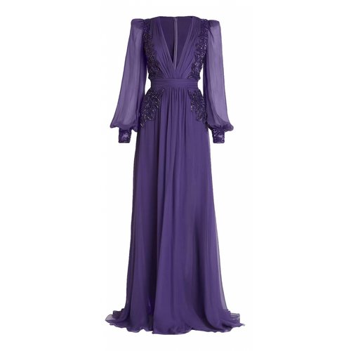 Pre-owned Zuhair Murad Silk Maxi Dress In Purple