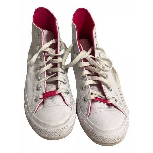 Pre-owned Converse Leather Trainers In White