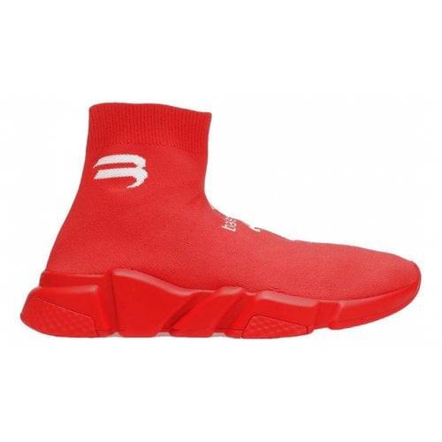 Pre-owned Balenciaga Speed High Trainers In Red