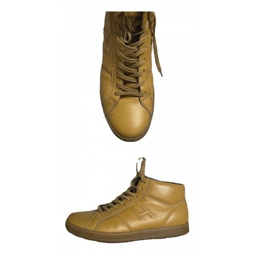 Pre-owned Hogan Leather High Trainers In Yellow
