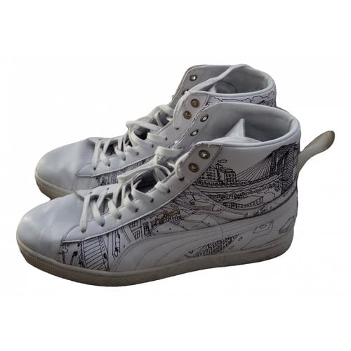 Pre-owned Puma Leather High Trainers In White
