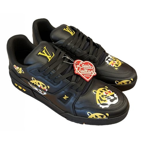 Pre-owned Louis Vuitton X Nigo Leather Low Trainers In Black