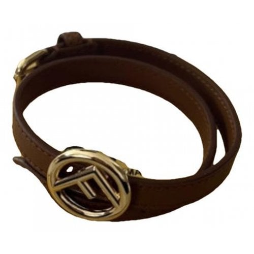 Pre-owned Fendi Leather Bracelet In Brown