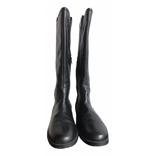Pre-owned Ralph Lauren Leather Riding Boots In Black