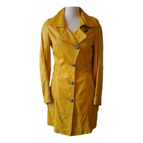 Pre-owned Oakwood Leather Coat In Yellow