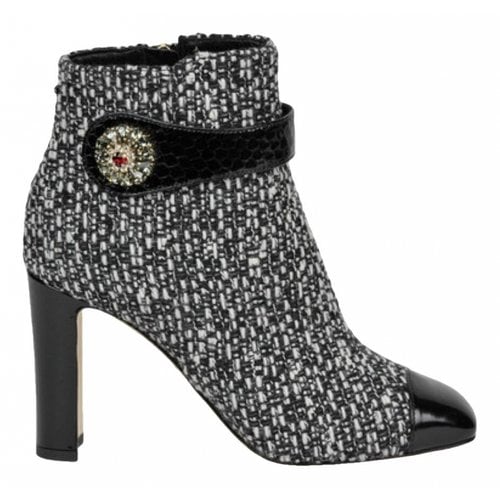 Pre-owned Dolce & Gabbana Tweed Ankle Boots In Multicolour
