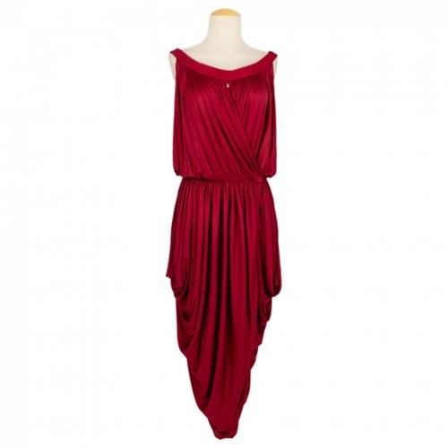 Pre-owned Versace Silk Mid-length Dress In Red