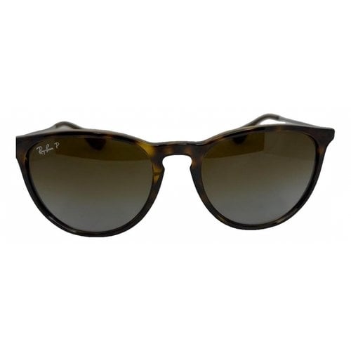 Pre-owned Ray Ban Erika Aviator Sunglasses In Black