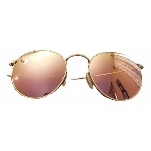 Pre-owned Ray Ban Round Aviator Sunglasses In Gold